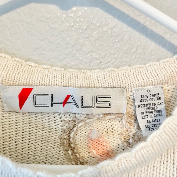 Chaus Vintage Floral Paisley Knitted Coquette Sweater - Picture 3 of 4